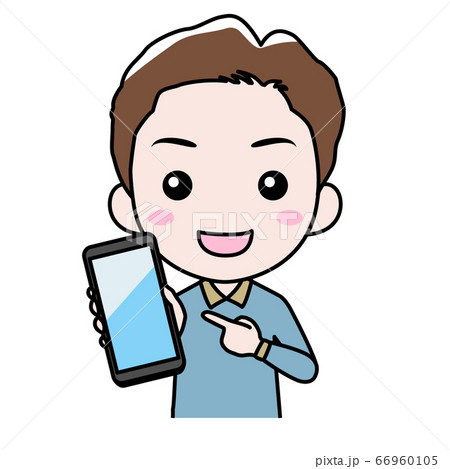 スマホを見せる男性 スマホを見せる男性 66960105