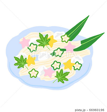 七夕料理 星形の具材がのった素麺のイラスト素材