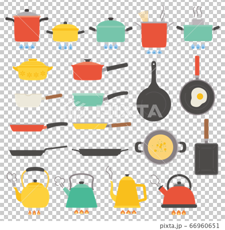 Kitchen pan kettle frying pan food illustration set 66960651