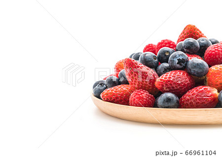 fresh blueberry, strawberry and rasberry on white 66961104
