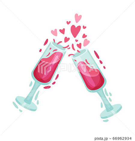 Glasses of Red Wine Banging Against Each Other as Symbol of Saint Valentine Day Vector Illustration Glasses of Red Wine Banging Against Each Other as Symbol of Saint Valentine Day Vector Illustration 66962934