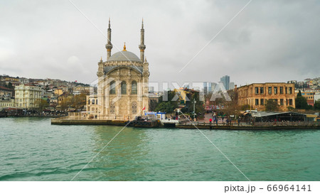 View of Bosphorus Strait in Istanbul, Turkey. Bosphorus strait separates the European part from the Asian part of Istanbul. 66964141