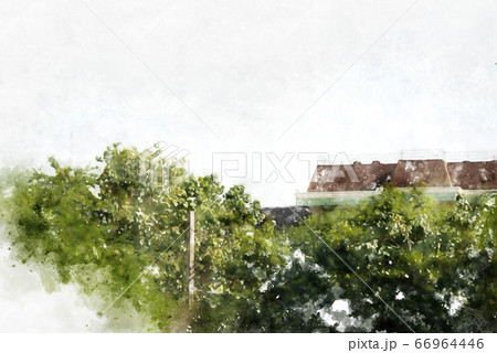 Abstract offices Building in the city on watercolor painting background. City on Digital illustration brush to art. 66964446