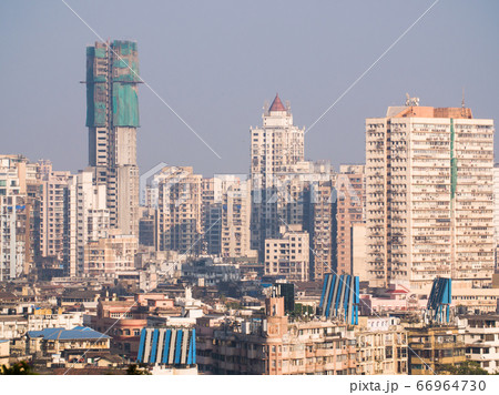 Mumbai skyline view from Marine Drive in Mumbai, India. Mumbai skyline view from Marine Drive in Mumbai, India. 66964730