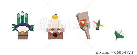 クールな色合いのシンプルなお正月縁起物イラスト 66964773