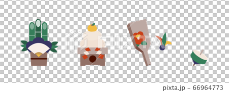 クールな色合いのシンプルなお正月縁起物イラスト 66964773