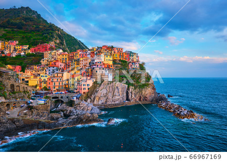 Manarola village on sunset, Cinque Terre, Liguria, Italy 66967169