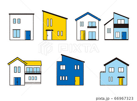 家 手書き風 セットのイラスト素材