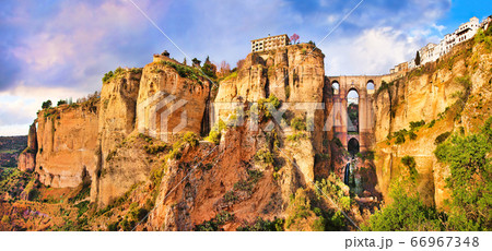 Panoramic view of the old city of Ronda, Andalucia, Spain 66967348