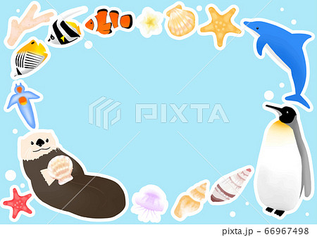 夏 魚 海の生物 イラストセットのイラスト素材