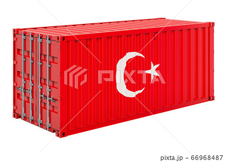 Cargo container with Turkish flag, 3d rendering 66968487