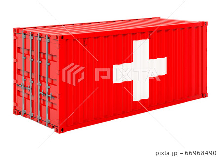 Cargo container with Swiss flag, 3d rendering Cargo container with Swiss flag, 3d rendering 66968490