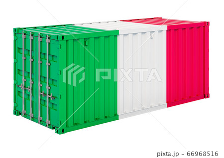 Cargo container with Italian flag, 3d rendering Cargo container with Italian flag, 3d rendering 66968516