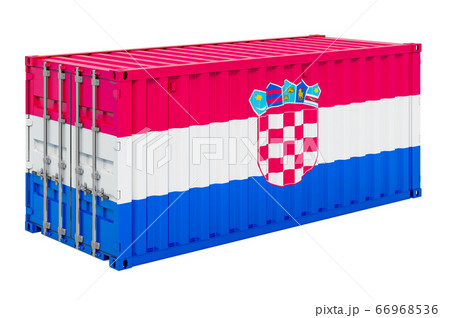Cargo container with Croatian flag, 3d rendering 66968536