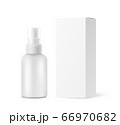 Spray bottle with transparent cap, cardboard box mockup isolated on white background, Front view.Vector illustration 66970682