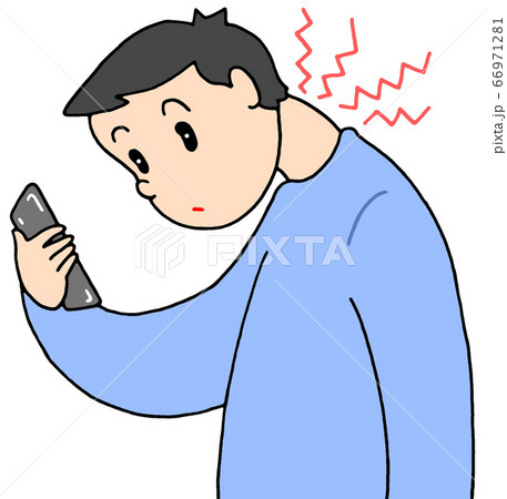 スマホ首のイラスト素材
