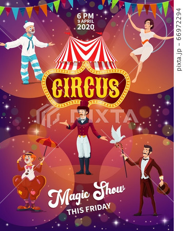 Big Top Circus Magic Show Poster Vector Templateのイラスト素材