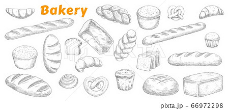 Bakery, pastry and bread sketch set Bakery, pastry and bread sketch set 66972298