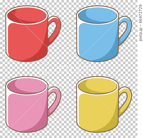 カラフルなマグカップ 赤 水色 ピンク 黄色 のイラスト素材