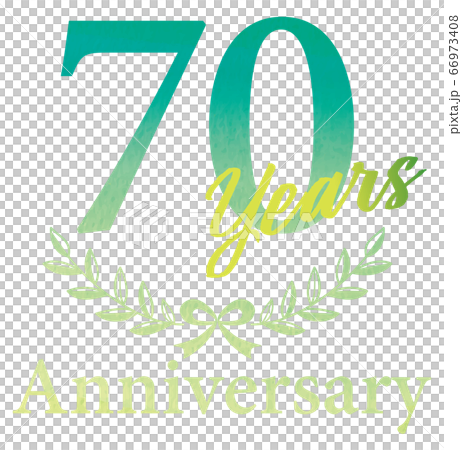 月桂樹・月桂冠をモチーフにした水彩タッチのアニバーサリーのエンブレムロゴ｜70周年 70years 66973408