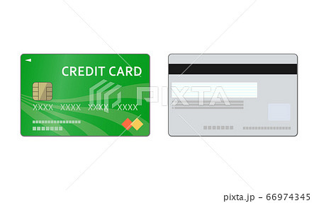 緑のクレジットカードのイラスト（両面） 66974345