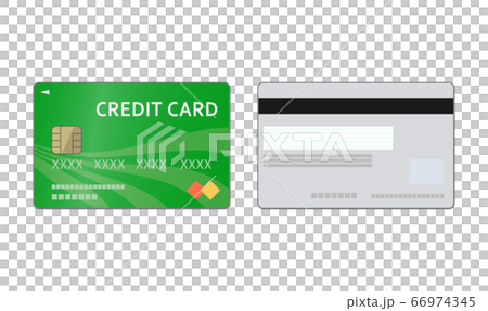 緑のクレジットカードのイラスト（両面） 66974345