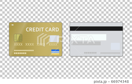 ゴールドのクレジットカードのイラスト（両面） 66974348