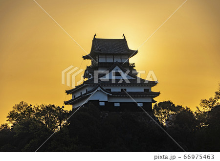 国宝犬山城天守閣の夜明け 66975463