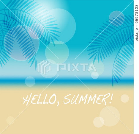 夏のビーチ 正方形の背景イラストのイラスト素材