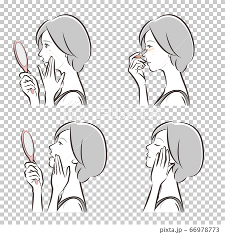 一個女人在做護膚的插圖 一個女人在做護膚的插圖 66978773