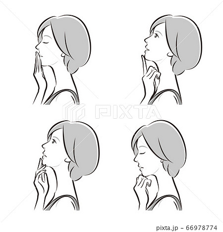 女性の横顔の表情イラストのイラスト素材