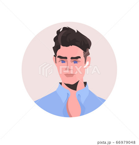 brunette young man profile avatar beautiful guy face male cartoon character portrait 66979048