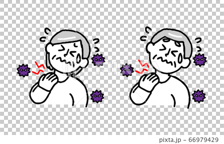 ウイルス・菌で喉が痛いシニア男性女性セット（シンプル） 66979429