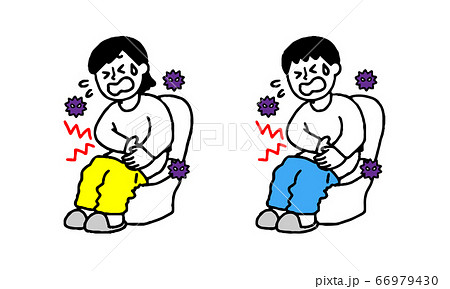 ウイルス・菌でお腹が痛い男性女性(シンプル) ウイルス・菌でお腹が痛い男性女性(シンプル) 66979430