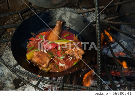 cooking on fire cooking on fire 66980241
