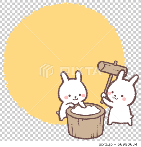 餅つきウサギと月のフレーム 66980634