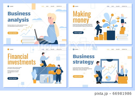 A set of web page templates of concepts of big earnings and good work. 66981986