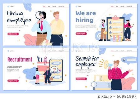 HR managers are recruitment of employees - set of landing page templates. HR managers are recruitment of employees - set of landing page templates. 66981997