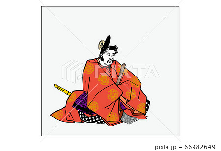今様百人一首吾妻錦枠あり歌人30壬生忠岑のイラスト素材