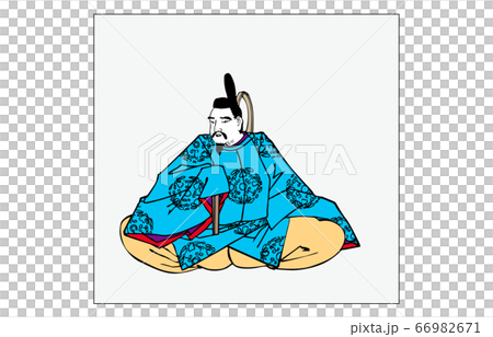 今様百人一首吾妻錦枠あり歌人14河原左大臣のイラスト素材