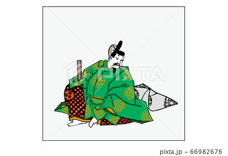今様百人一首吾妻錦枠あり歌人6中納言家持のイラスト素材