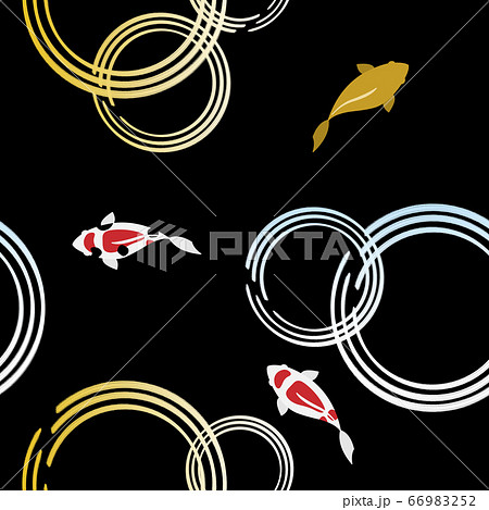 波紋のシームレスパターン　錦鯉　ブラック 66983252
