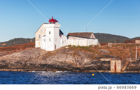 Terningen Lighthouse. White navigation tower, Terningen Lighthouse. White navigation tower, 66983669