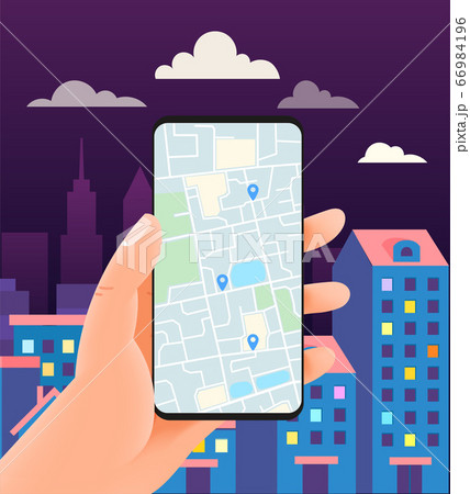 Man with modern smartphone. Using navigation 66984196