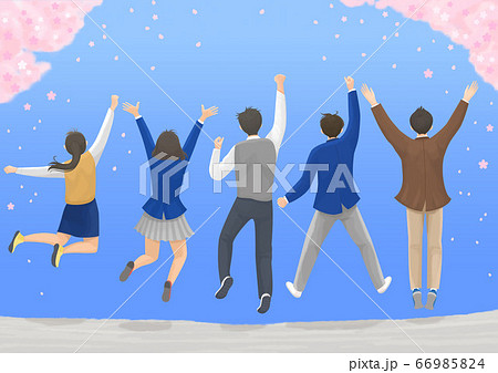 Start a new life concept, happy group of people from the back illustration 004 66985824