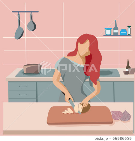 Woman housewife preparing food in the kitchen. 66986659