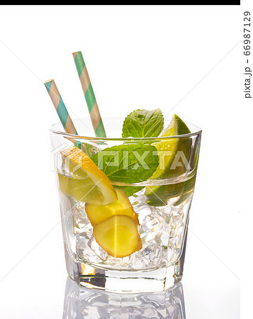 mojito cocktail with lime isolated on white mojito cocktail with lime isolated on white 66987129