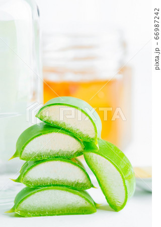 Close-up natural organic aloe vera plant sliced 66987242