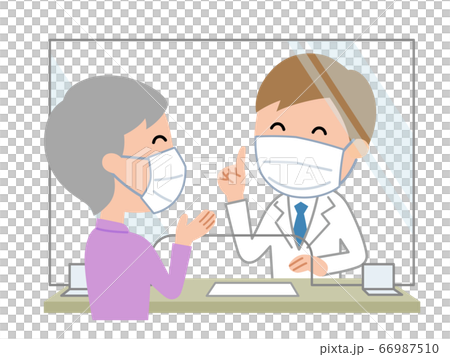Reception desk Installed acrylic plate to prevent virus infection 66987510