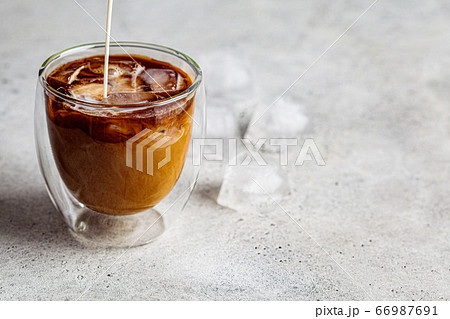Ice latte coffee with milk and ice 66987691